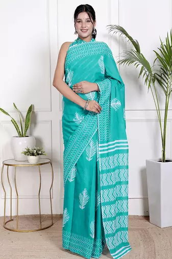 Floral printed pure cotton ethnic saree for woman