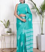 Floral printed pure cotton ethnic saree for woman