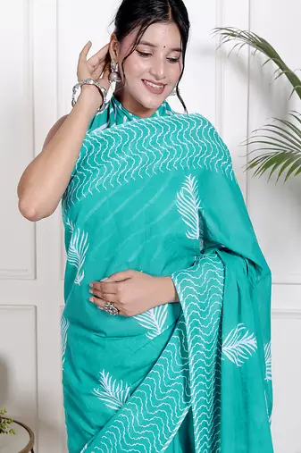 Floral printed  cotton ethnic saree for woman