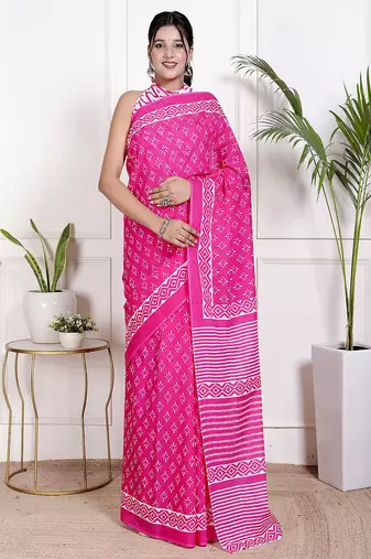 Floral printed pure cotton ethnic saree for woman