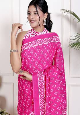 Floral printed  cotton ethnic saree for woman 3