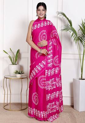 Floral printed cotton ethnic saree for woman 1