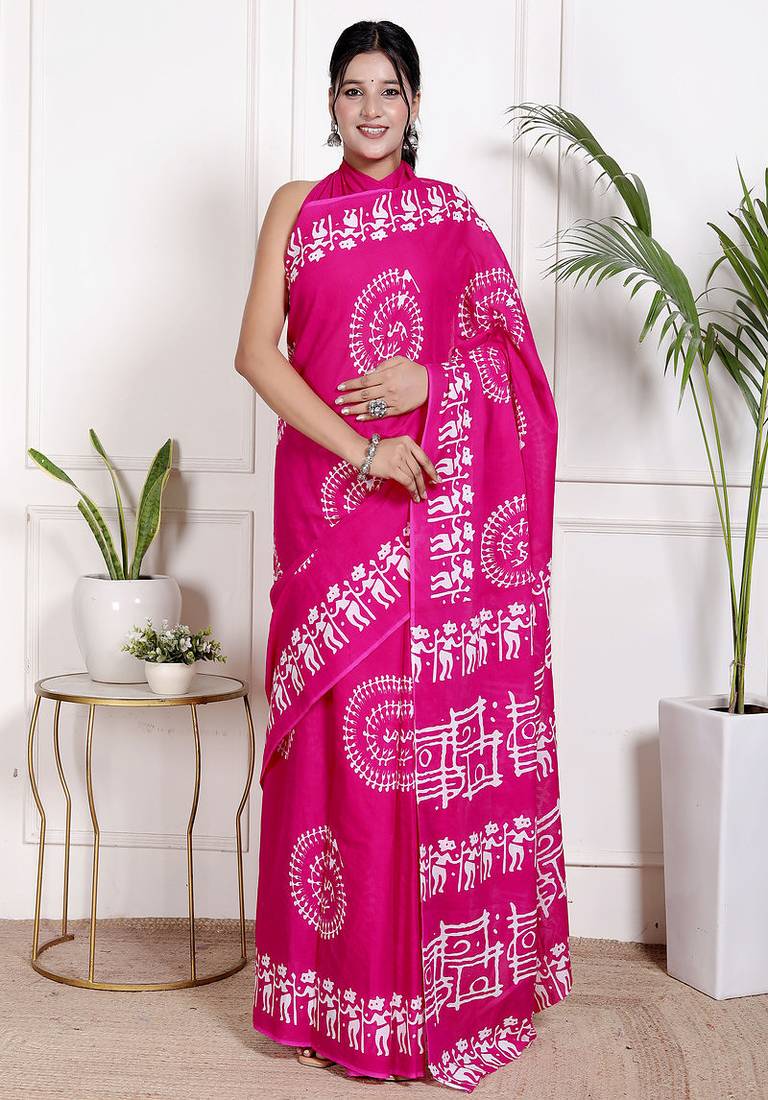 Floral printed pure cotton ethnic saree for woman