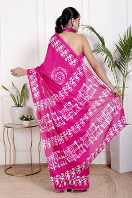 Floral printed cotton ethnic saree for woman 2