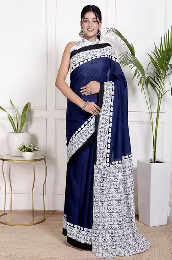 Floral printed pure cotton ethnic saree for woman