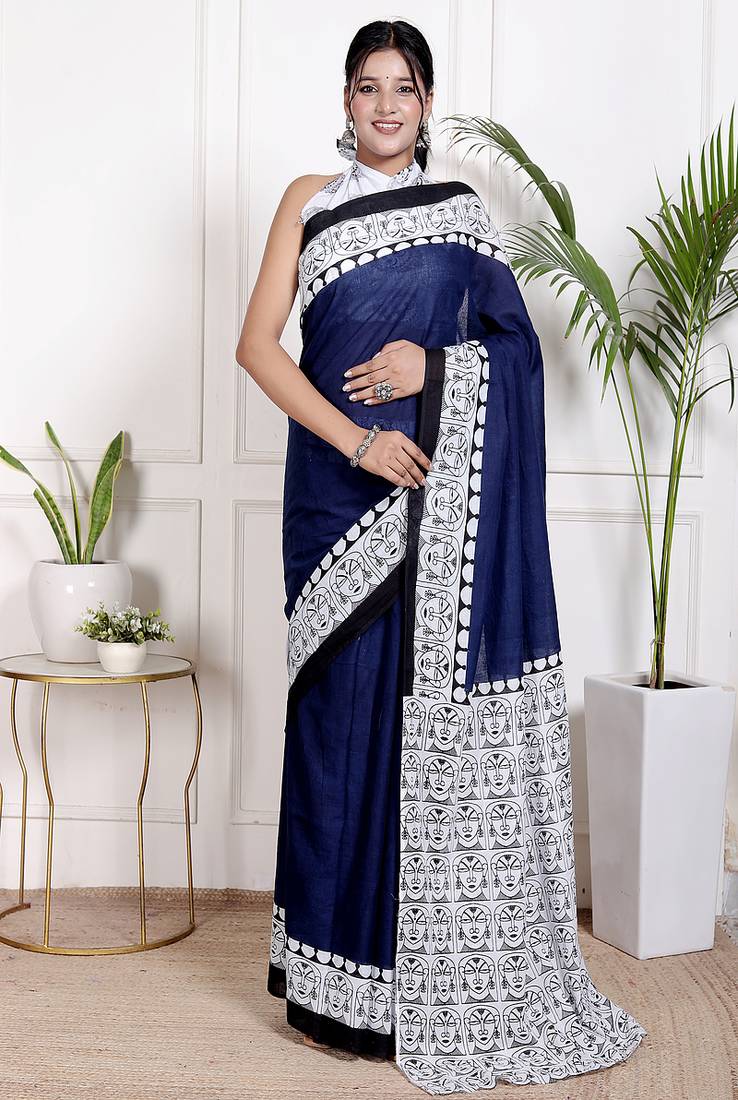 Floral printed pure cotton ethnic saree for woman