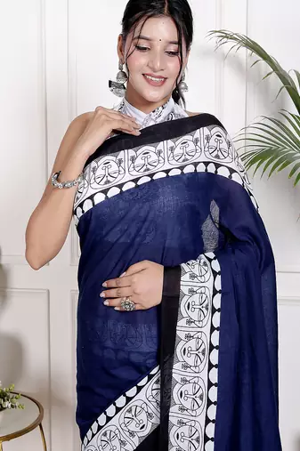 Floral printed  cotton ethnic saree for woman