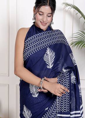 Floral printed  cotton ethnic saree for woman 3
