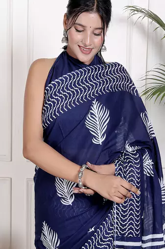 Floral printed  cotton ethnic saree for woman