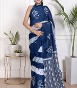 Floral printed pure cotton ethnic saree for woman