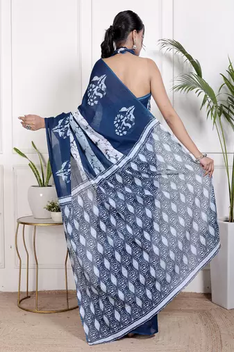 Floral printed  cotton ethnic saree for woman