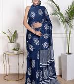 Floral printed pure cotton ethnic saree for woman