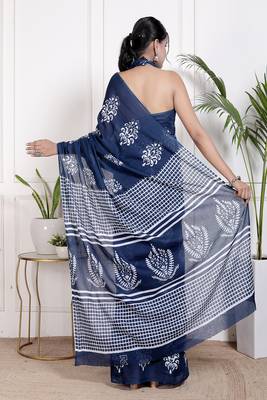 Floral printed cotton ethnic saree for woman 2