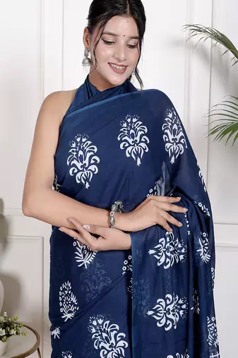 Floral printed  cotton ethnic saree for woman