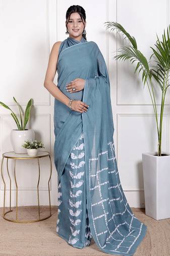 Floral printed pure cotton ethnic saree for woman