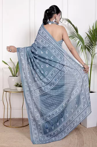 Floral printed  cotton ethnic saree for woman