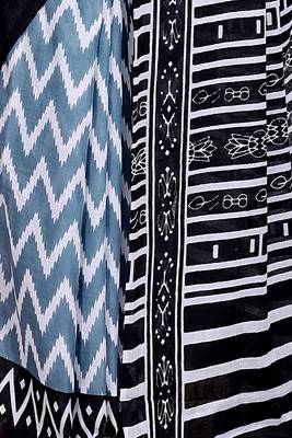 Ikat printed  cotton ethnic saree for woman 4