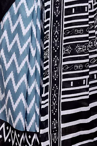 Ikat printed  cotton ethnic saree for woman