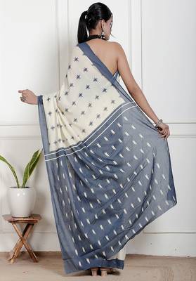 Ikat printed cotton ethnic saree for woman 2