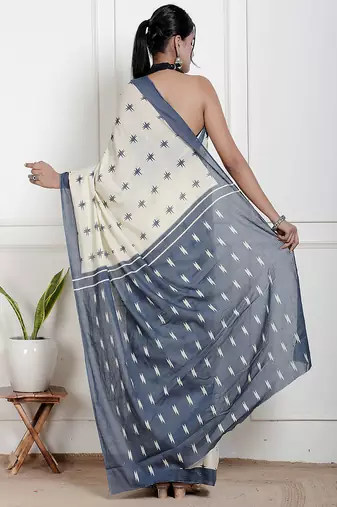 Ikat printed  cotton ethnic saree for woman