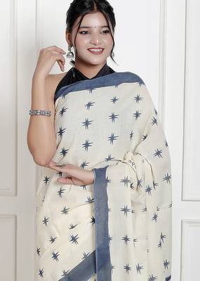 Ikat printed cotton ethnic saree for woman 3