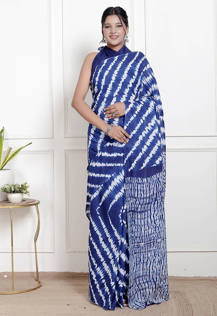 Lehariya printed pure cotton ethnic saree for woman