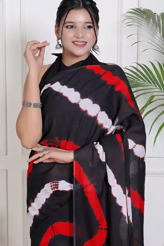 Lehariya printed  cotton ethnic saree for woman