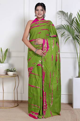 Lehariya printed pure cotton ethnic saree for woman