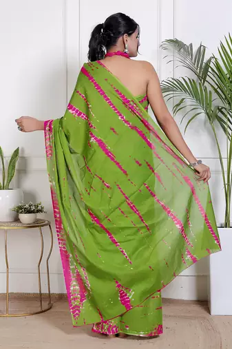 Lehariya printed  cotton ethnic saree for woman