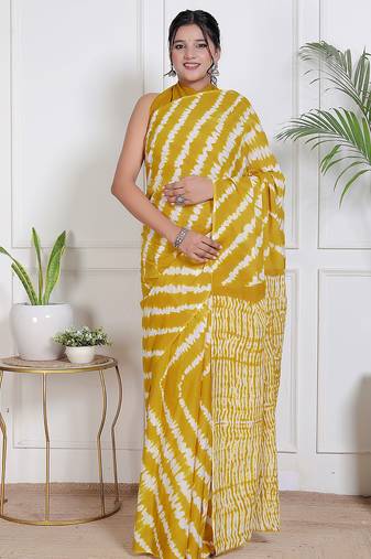 Lehariya printed pure cotton ethnic saree for woman