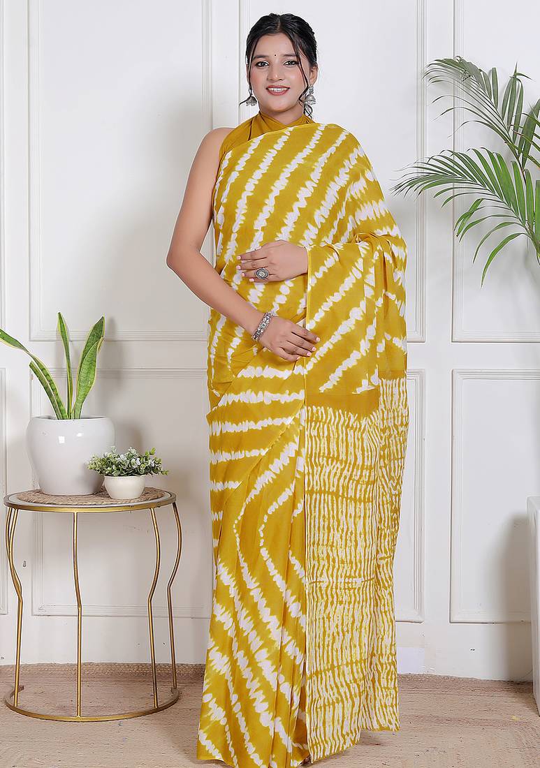 Lehariya printed pure cotton ethnic saree for woman