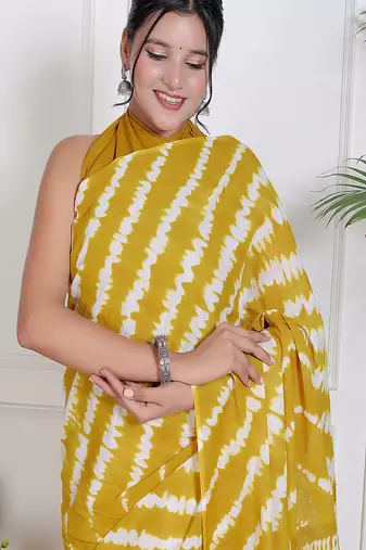 Lehariya printed  cotton ethnic saree for woman