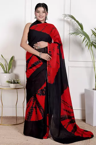 Lehariya printed pure cotton ethnic saree for woman
