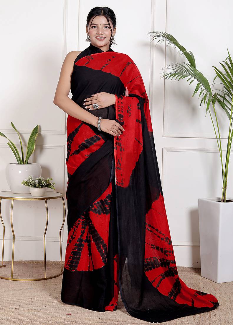 Lehariya printed pure cotton ethnic saree for woman