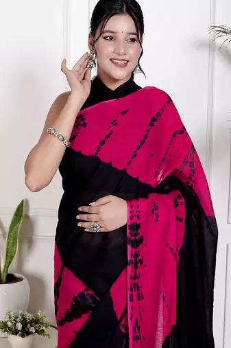 Lehariya printed  cotton ethnic saree for woman
