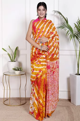 Lehariya printed pure cotton ethnic saree for woman