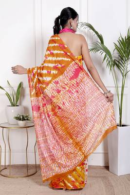 Lehariya printed  cotton ethnic saree for woman 2