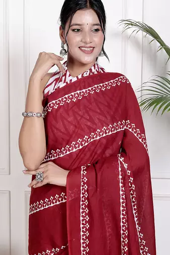 Lehariya printed  cotton ethnic saree for woman