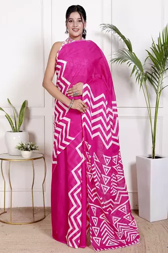 Lehariya printed pure cotton ethnic saree for woman