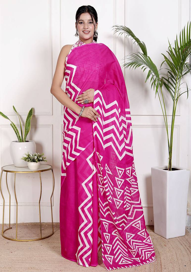 Lehariya printed pure cotton ethnic saree for woman