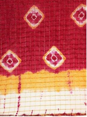 Red Bandhani Art Silk Saree With Zari Border 3
