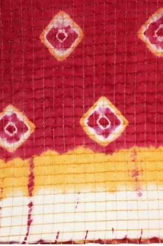 Red Bandhani Art Silk Saree With Zari Border