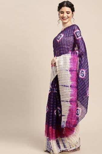 Purple Shaded Zari Checks Art Silk Saree