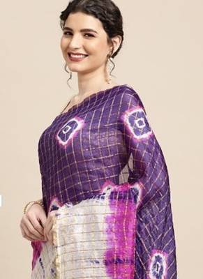 Purple Shaded Zari Checks Art Silk Saree 2