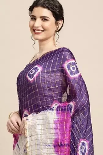 Purple Shaded Zari Checks Art Silk Saree