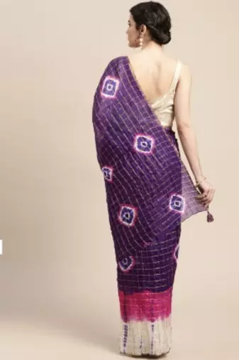 Purple Shaded Zari Checks Art Silk Saree