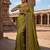 Olive Color Embroidery  & Siroski Work Tesla Silk Saree