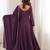 Elegant wine fox blooming georgette flared anarkali gown with dupatta