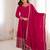 Rani pink vichitra silk full kali anarkali gown set with embroidered dupatta and pant