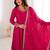 Rani pink vichitra silk full kali anarkali gown set with embroidered dupatta and pant